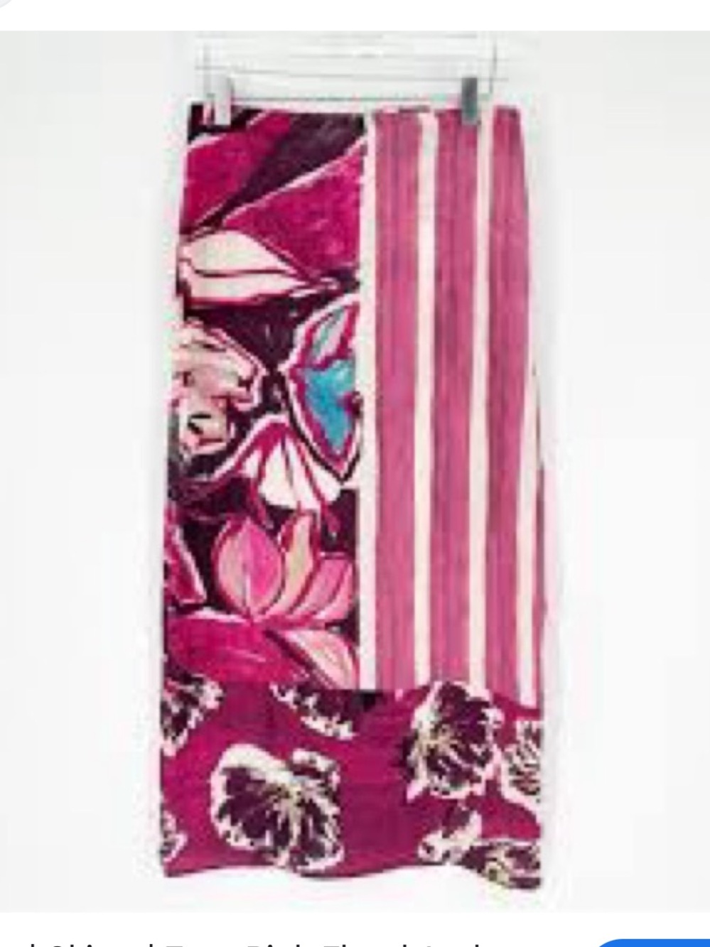 Zara Pink Floral & Stripe Satin-Effect Midi Skirt - Picture 2 of 6